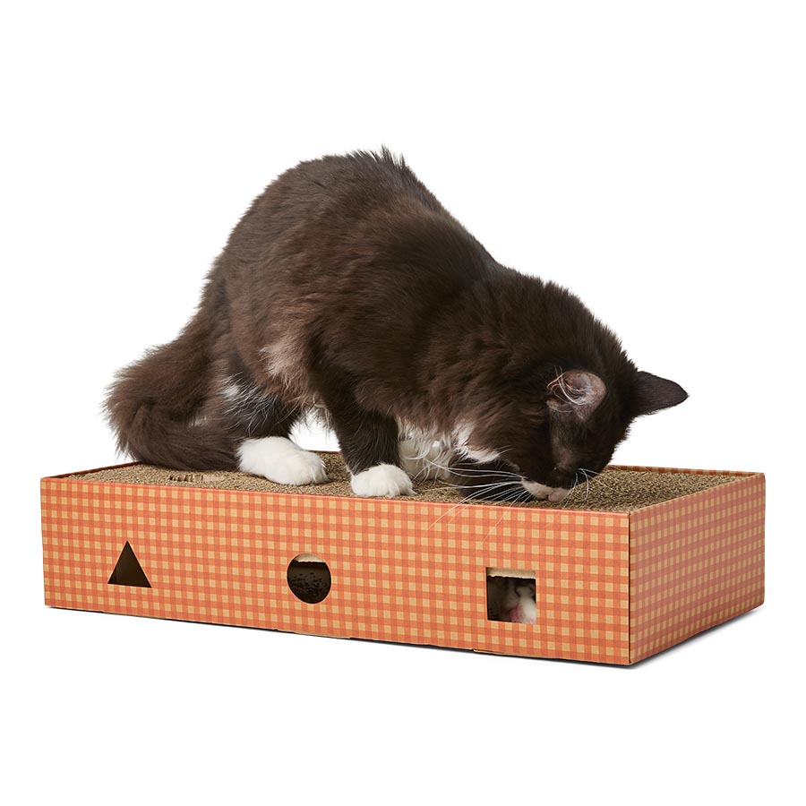 Willows Silvervine 2-in-1 Gingham Scratch Box Cat Toy